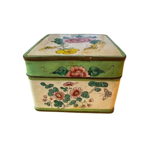 Antique Asian Enamel Pastel Jewelry Box With Lid - Picture 3 of 9